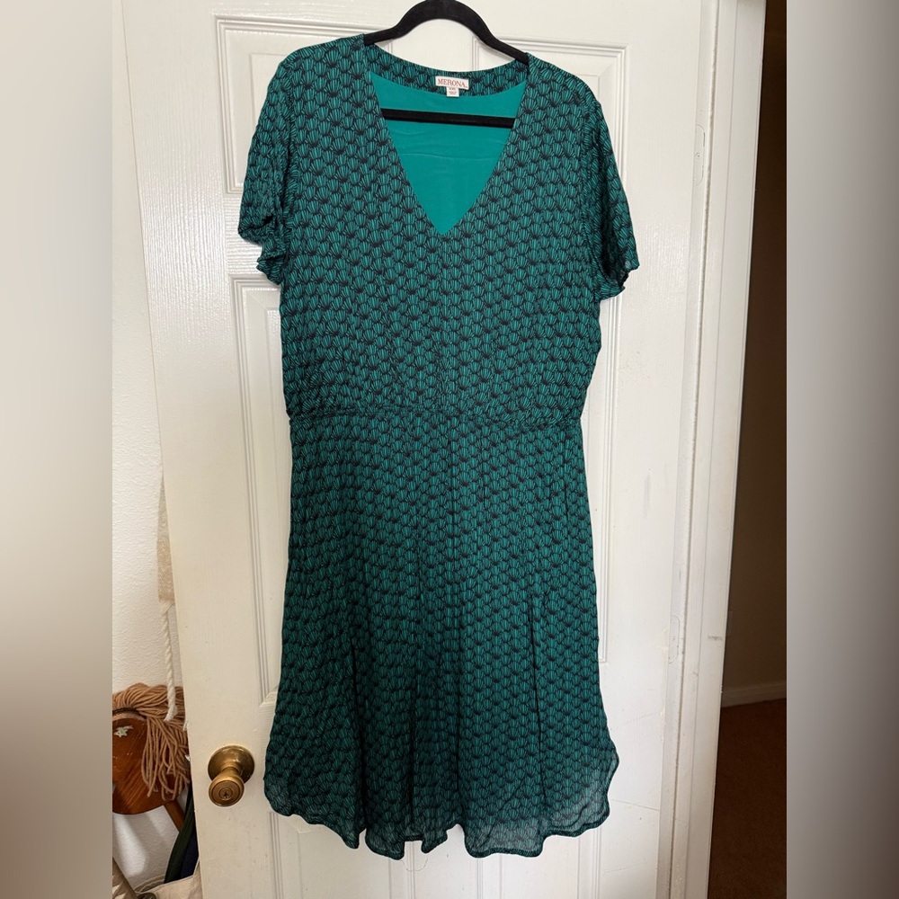 Merona Teal Patterned Midi Dress